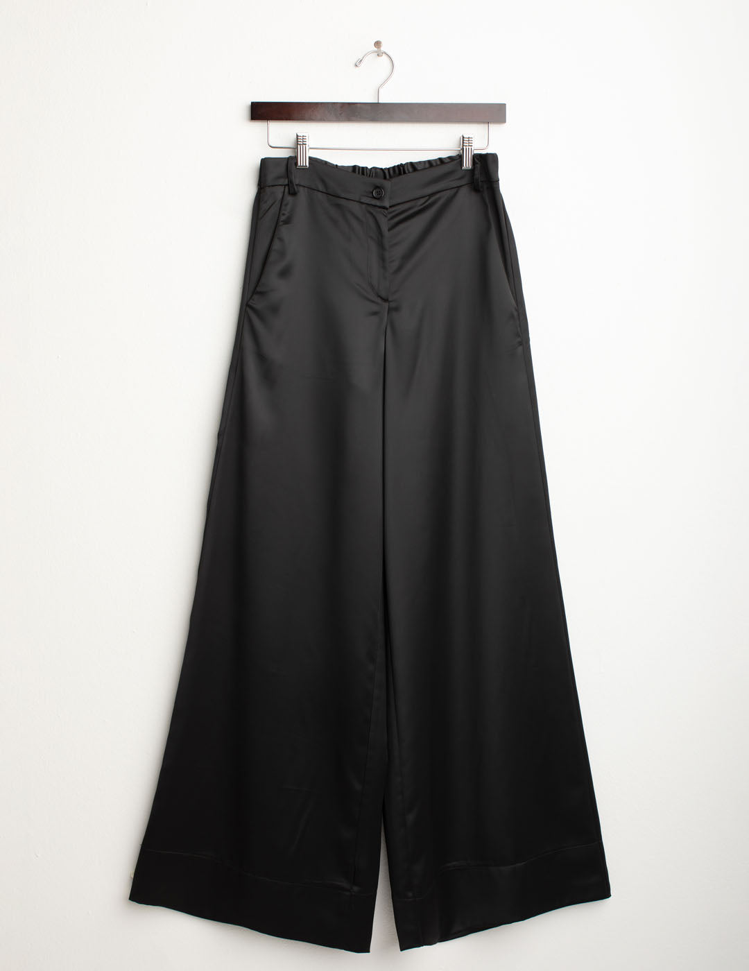 Pantalone palazzo in raso donna black fw25w20pu cc-a0951 Pantalone palazzo in raso