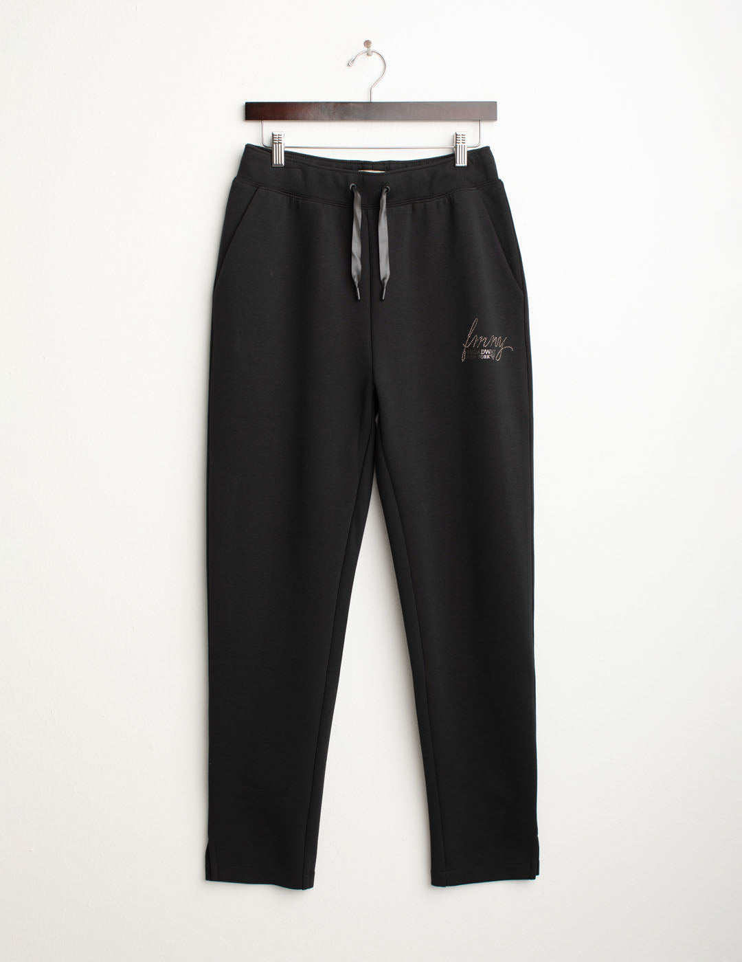 Pantalone interlock con dettagli strass donna black fw25w02pf cc-a0951 Pantalone interlock con dettagli strass