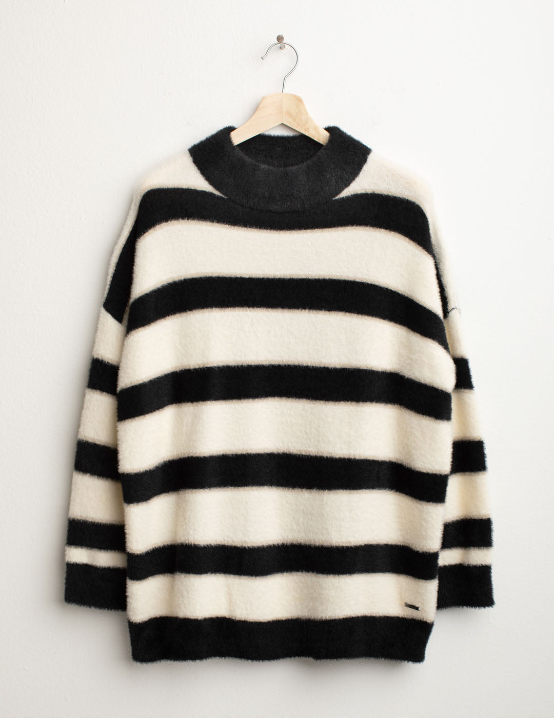 Maglia dolcevita effetto pelliccia a righe lurex donna off white fw25w27md cc-a0002 Maglia dolcevita effetto pelliccia a righe lurex