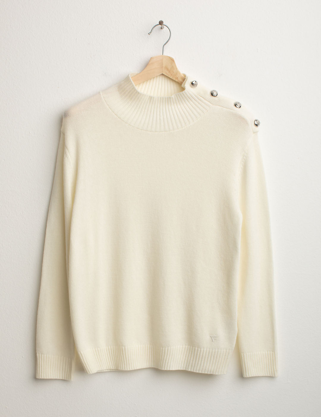 Maglia dolcevita con bottoni araldici donna off white fw25w06md cc-a0002 Maglia dolcevita con bottoni araldici