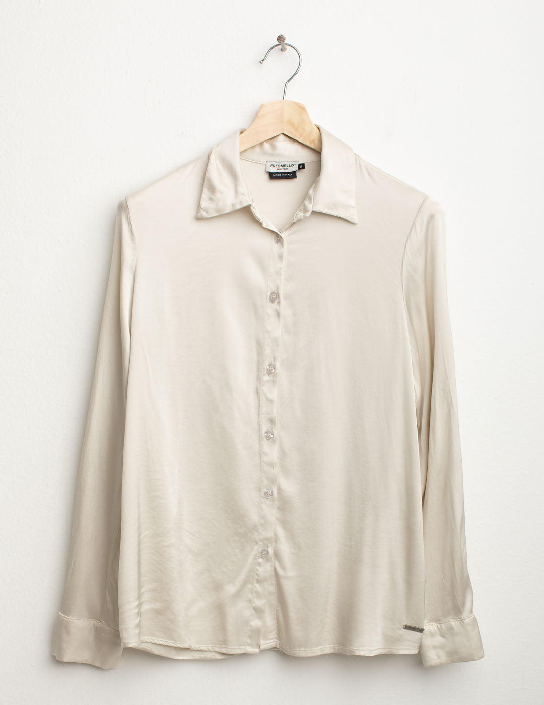 Camicia in raso stretch donna cream fw25w09cu cc-a0017 Camicia in raso stretch