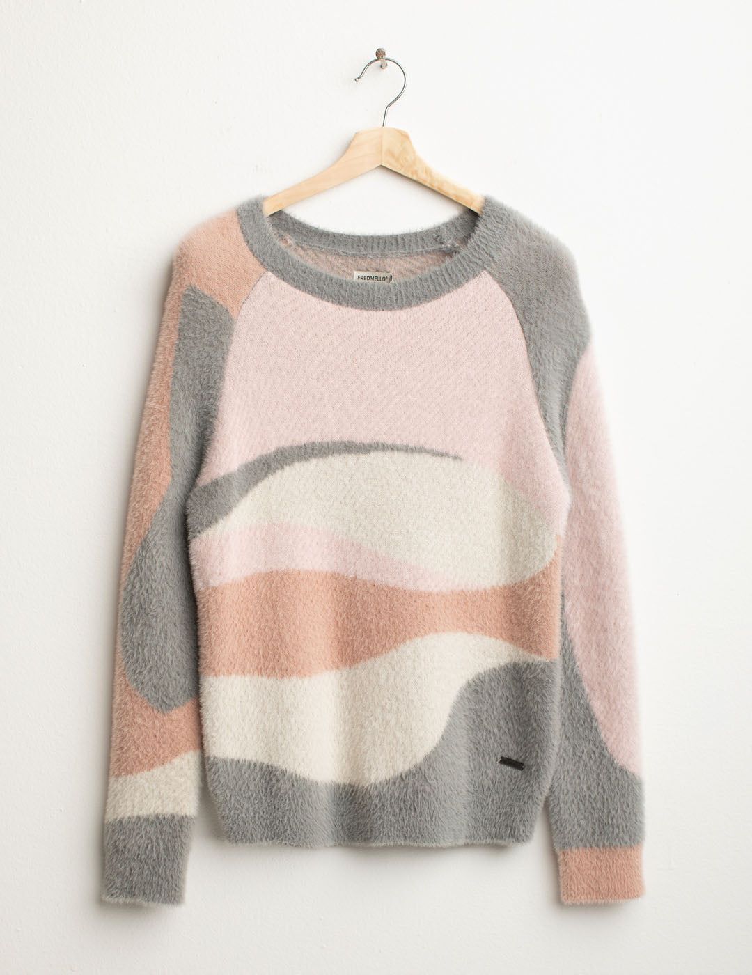 Maglia girocollo effetto pelliccia multicolore donna pink fw25w28mg cc-a0406 Maglia girocollo effetto pelliccia multicolore