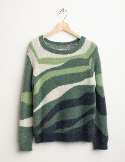 Maglia girocollo effetto pelliccia multicolore