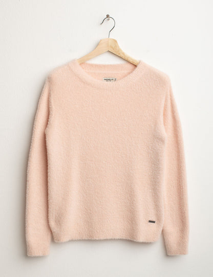 Maglia girocollo effetto pelliccia