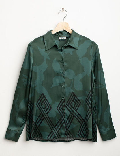 Camicia in raso stretch stampato