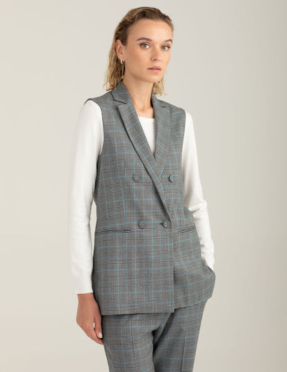 Sleeveless double-breasted blazer