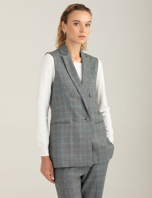 Sleeveless double-breasted blazer - back - 002