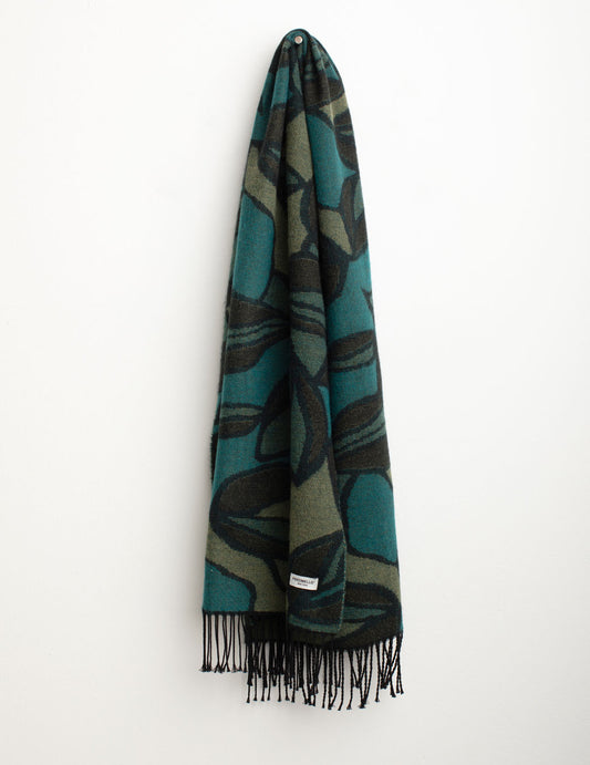 Patterned pashmina with fringes woman petrol fw25w01zs cc-a0810