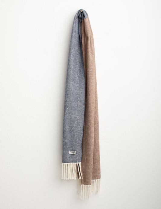 Two-tone pashmina with fringes woman blue fw25w02zs cc-a0601