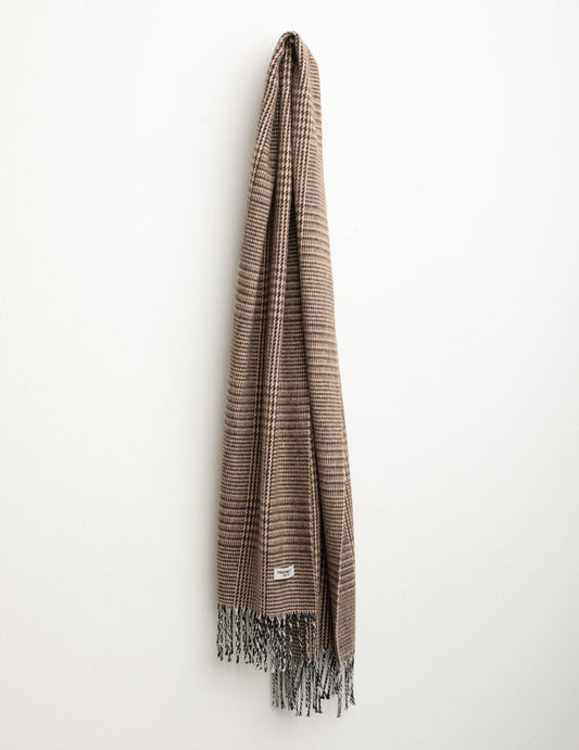 Check patterned pashmina with fringes woman brown fw25w04zs cc-a0251