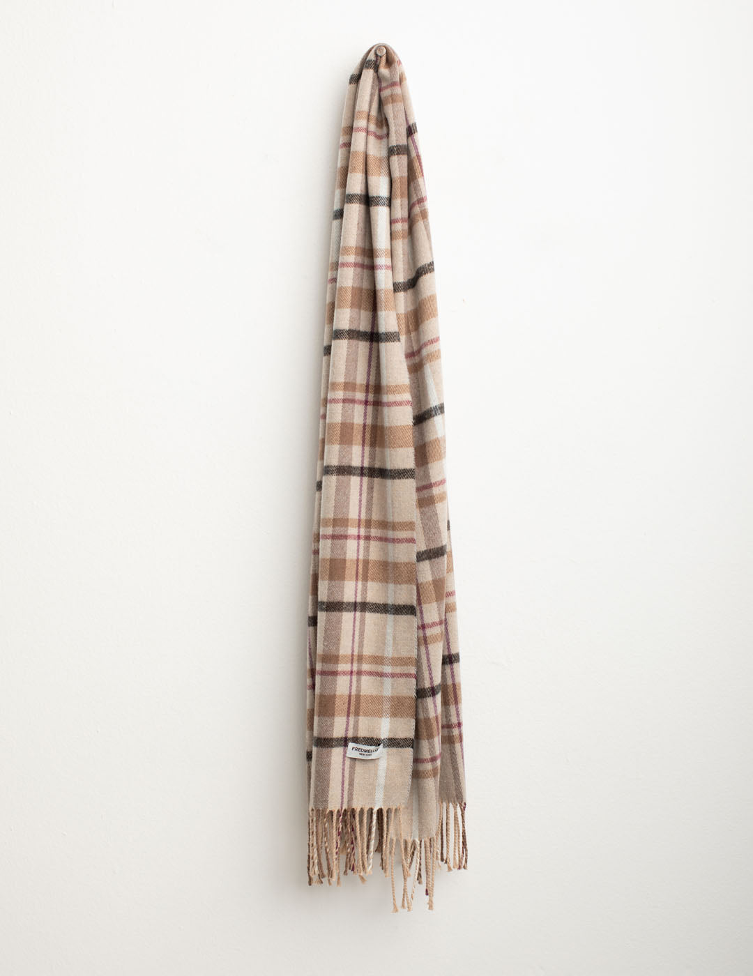 Check patterned pashmina with fringes woman beige fw25w05zs cc-a0101 Check patterned pashmina with fringes