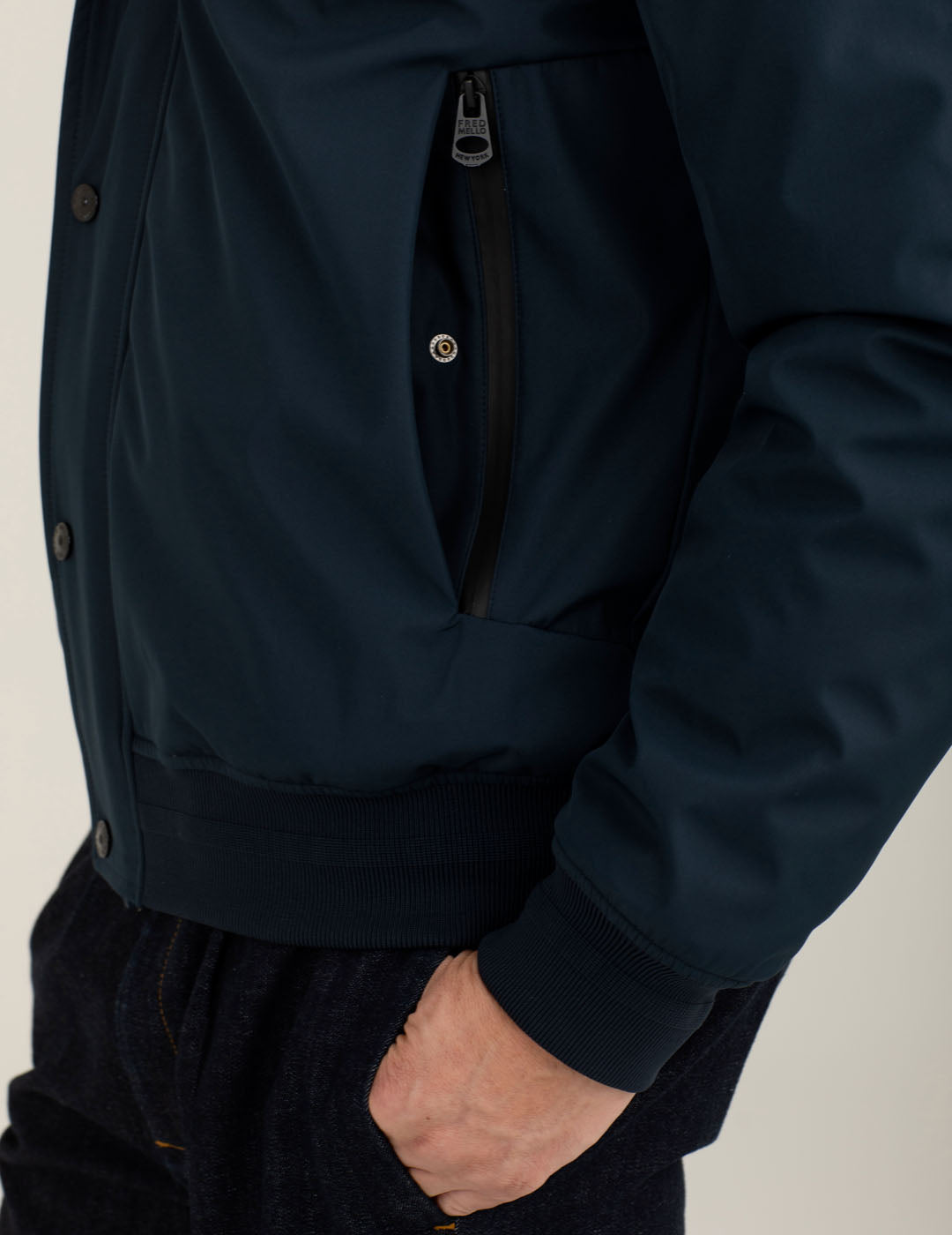 Padded jacket with packable hood man blue fm25w04ku cc-a0601 Padded jacket with packable hood