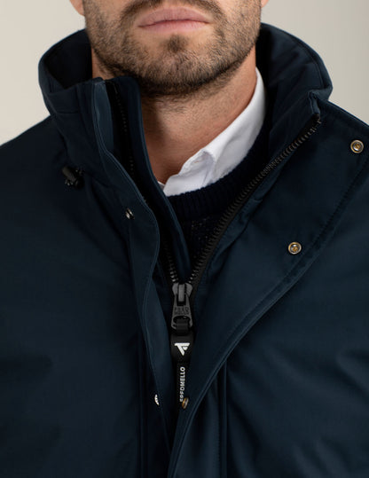 Padded jacket with packable hood