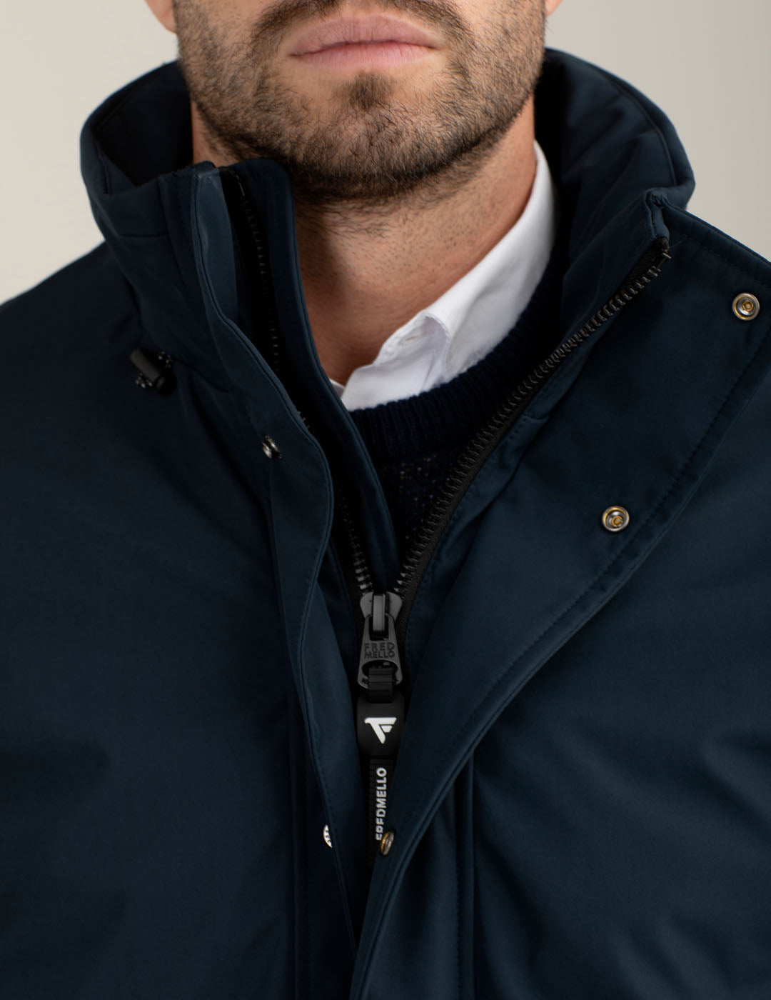 Padded jacket with packable hood man blue fm25w04ku cc-a0601 Padded jacket with packable hood