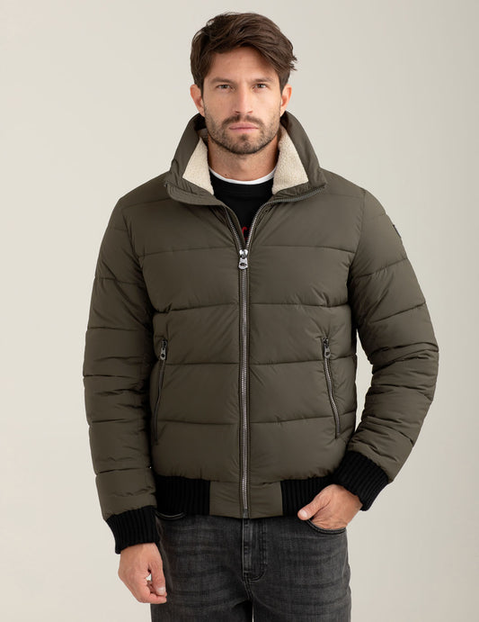 Puffer jacket with synthetic sherpa collar man air force fm25w09kd cc-a0802