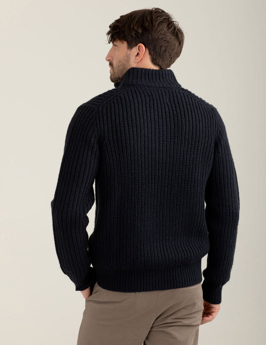 Ribbed full zip sweater - back - 002
