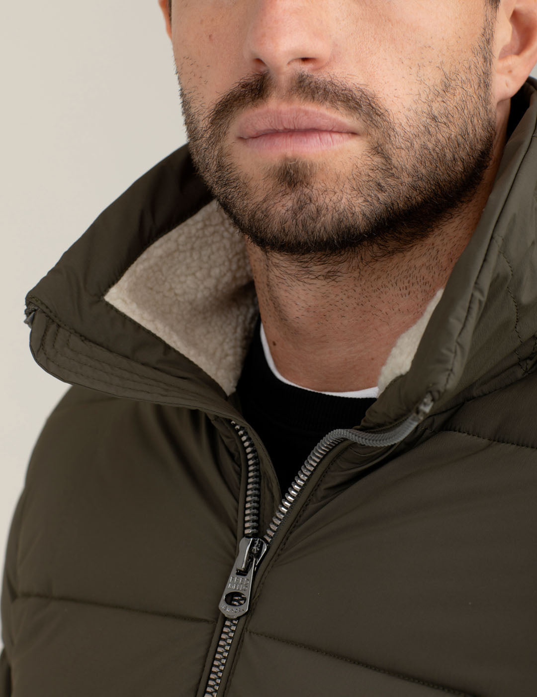 Puffer jacket with synthetic sherpa collar man air force fm25w09kd cc-a0802 Puffer jacket with synthetic sherpa collar