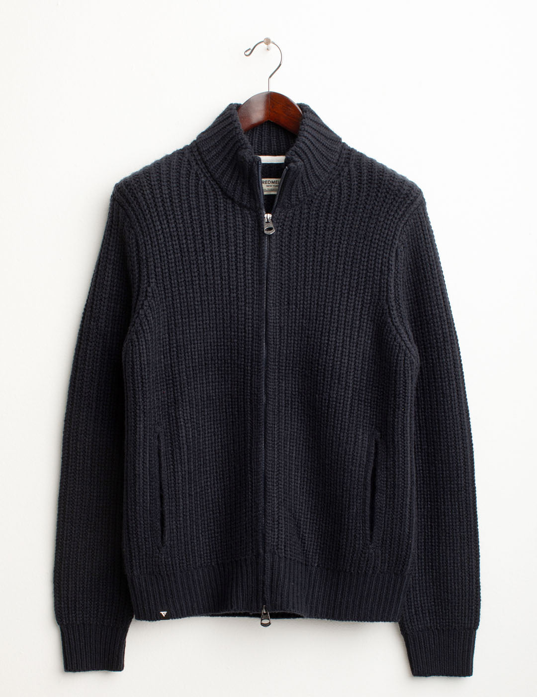 Ribbed full zip sweater man blue fm25w07mz cc-a0601 Ribbed full zip sweater