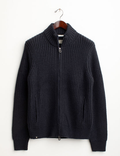 Ribbed full zip sweater