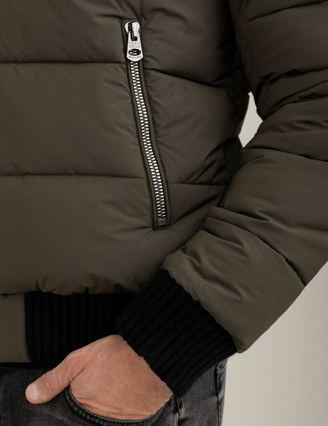 Puffer jacket with synthetic sherpa collar man air force fm25w09kd cc-a0802 Puffer jacket with synthetic sherpa collar