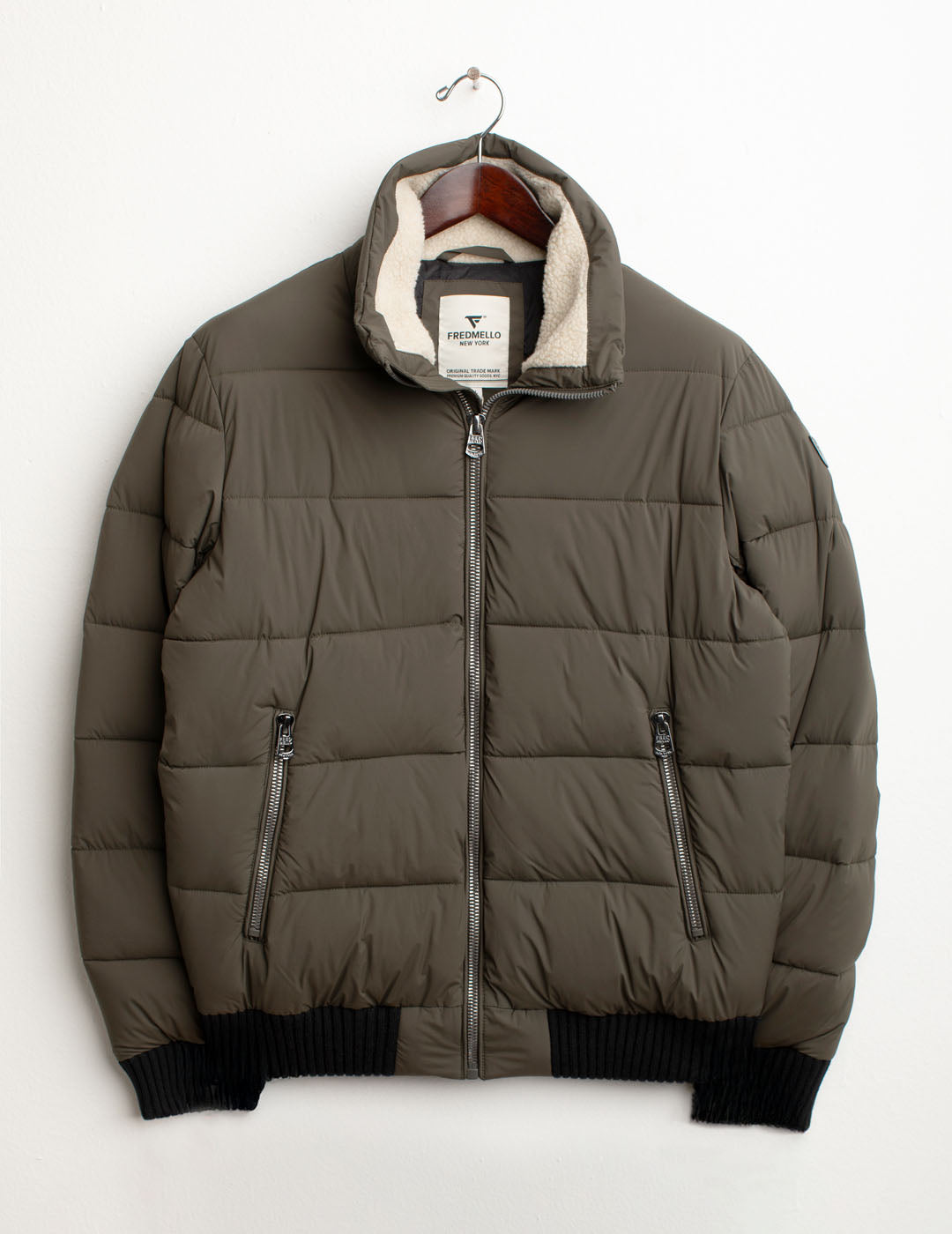 Puffer jacket with synthetic sherpa collar man air force fm25w09kd cc-a0802 Puffer jacket with synthetic sherpa collar