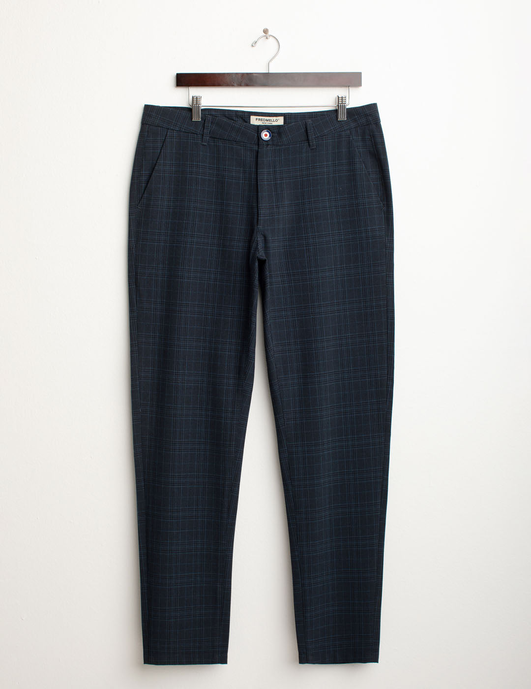 Checked chino trousers man blue fm25w08pt cc-a0601 Checked chino trousers