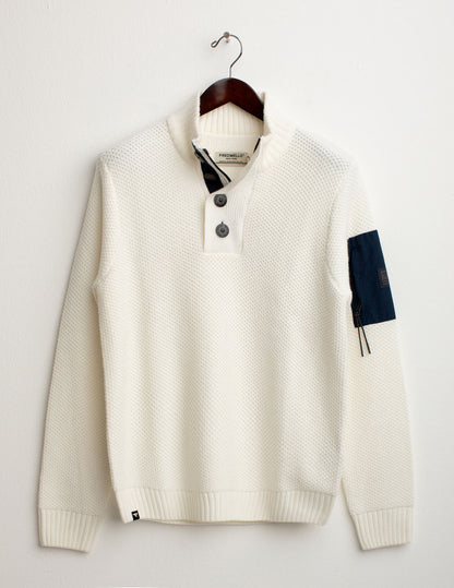 Trucker sweater with technical details
