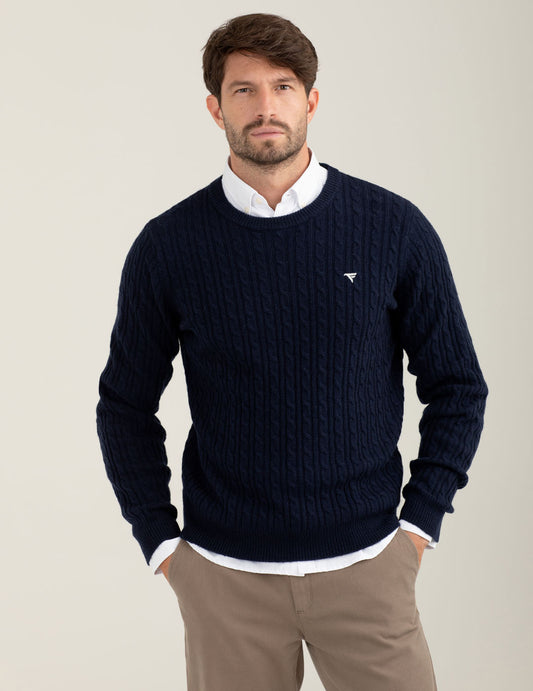 Maglia a trecce in lambswool uomo blue fm25w23mg cc-a0601