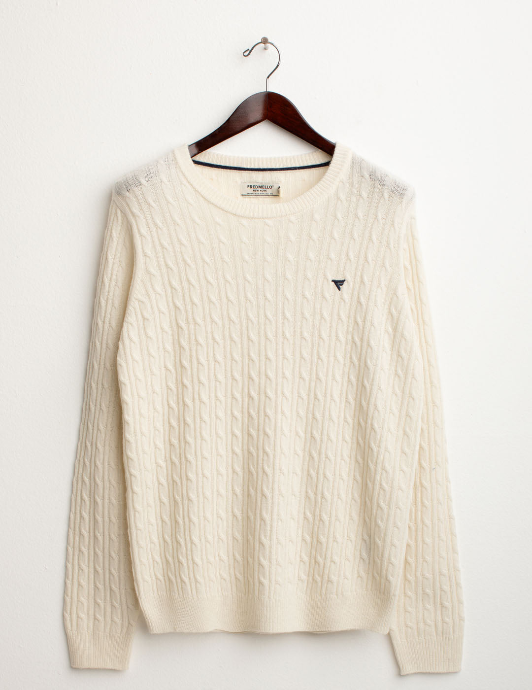 Maglia a trecce in lambswool uomo off white fm25w23mg cc-a0002 Maglia a trecce in lambswool