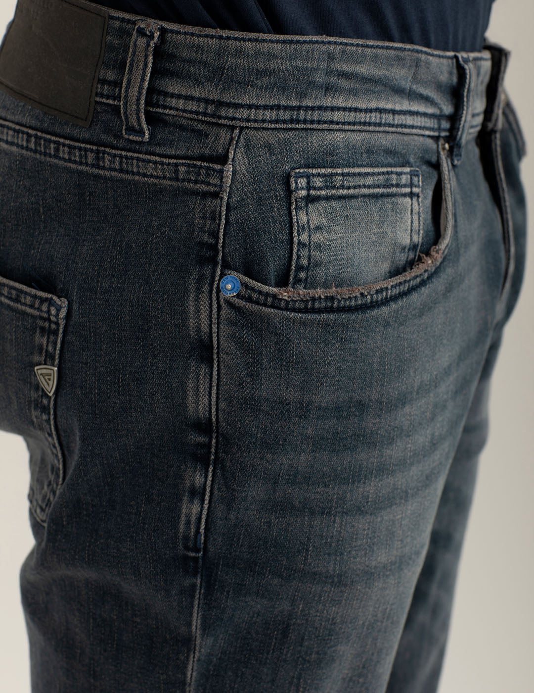 Pantalone in felpa effetto denim uomo blue black fm25w23pf cc-a1202 Pantalone in felpa effetto denim