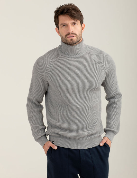 Turtleneck sweater man gray melange fm25w10md cc-a0901