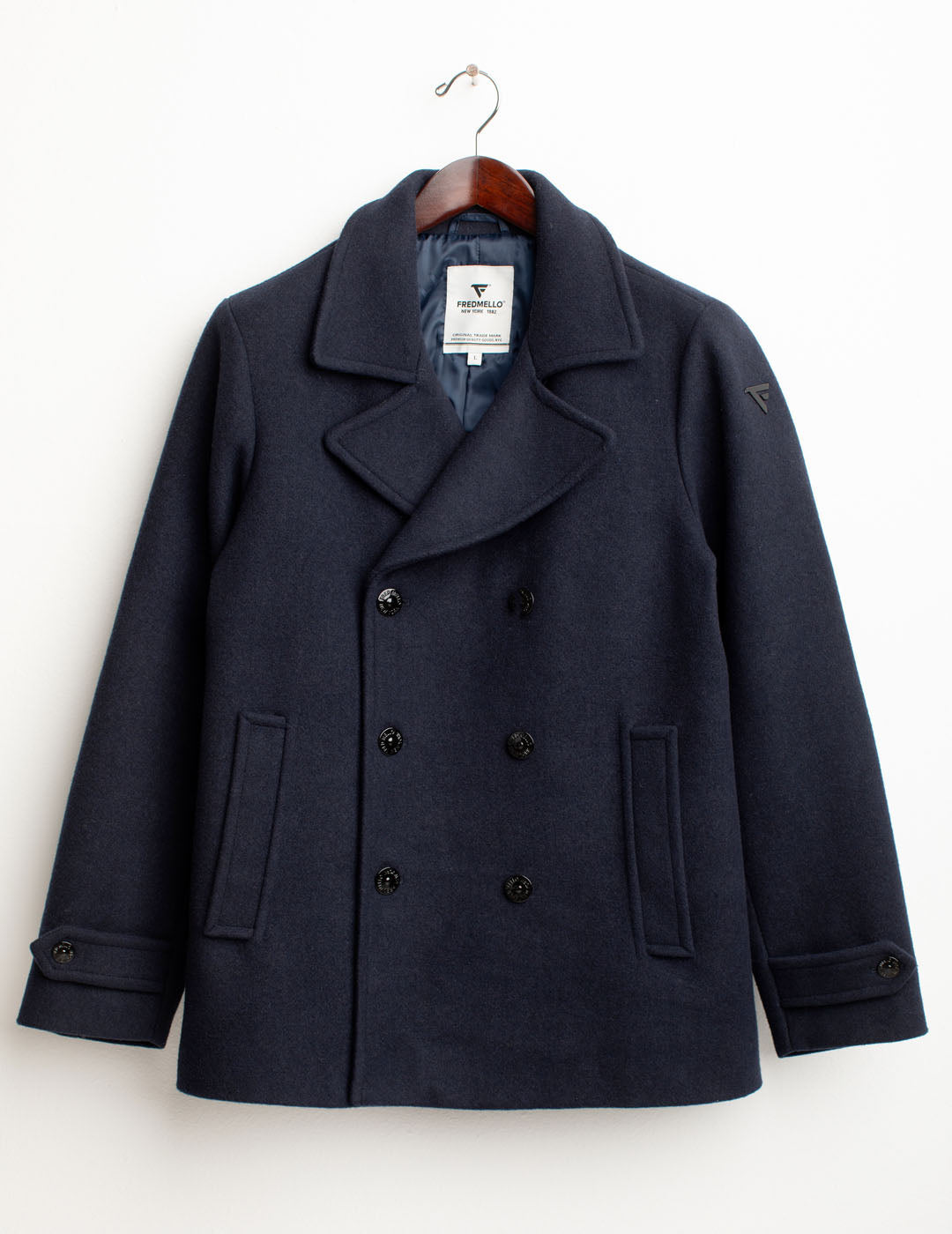 Cappotto doppiopetto in panno uomo blue fm25w13ku cc-a0601 Cappotto doppiopetto in panno
