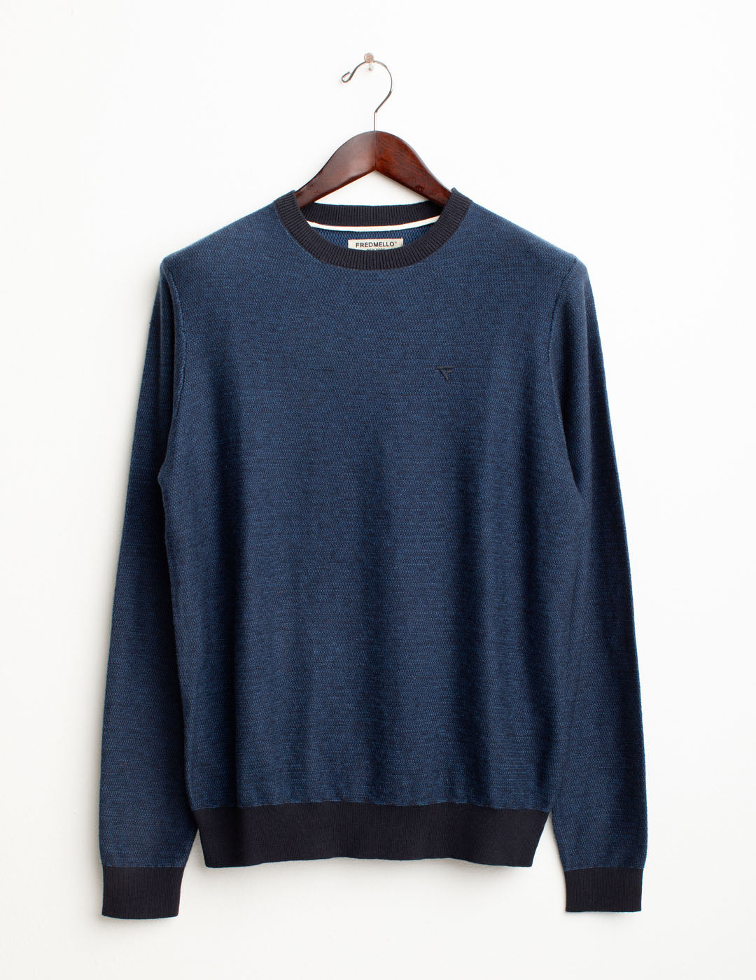 Maglia girocollo con lavorazione fantasia uomo blue fm25w11mg cc-a0601 Maglia girocollo con lavorazione fantasia