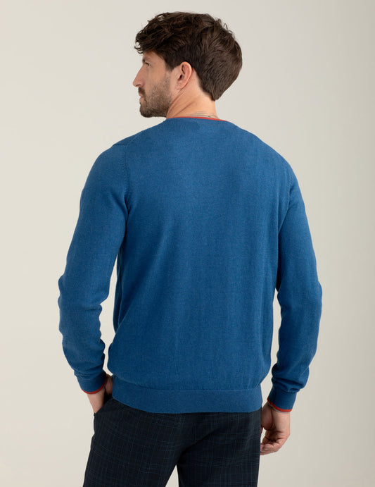 Crewneck sweater with contrast details - back - 002