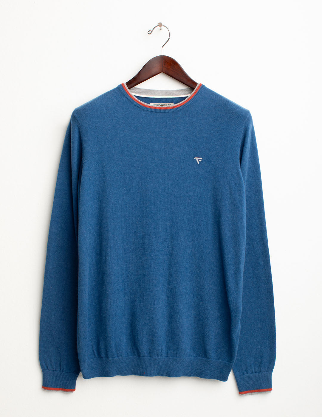 Crewneck sweater with contrast details man ocean melange fm25w15mg cc-a0715 Crewneck sweater with contrast details