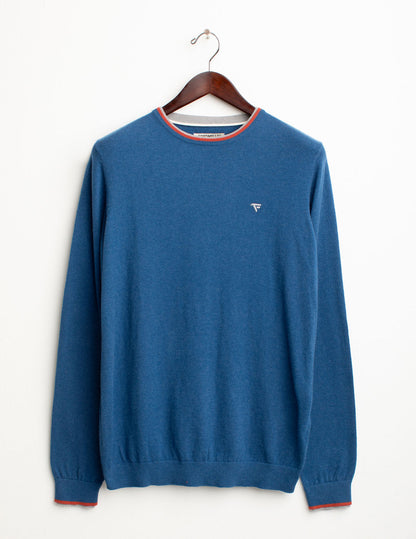 Crewneck sweater with contrast details