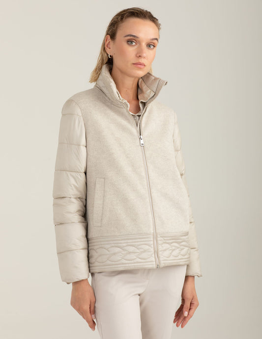 Wool-blend puffer jacket with iridescent details woman cream fw25w03ku cc-a0017
