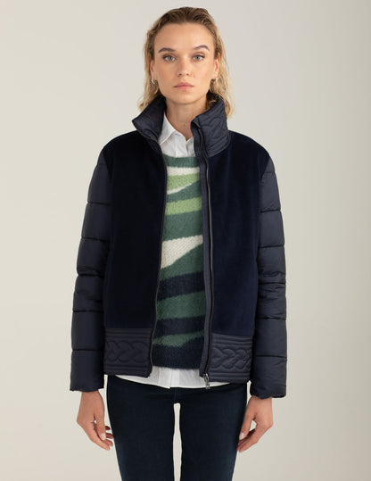 Wool-blend puffer jacket with iridescent details