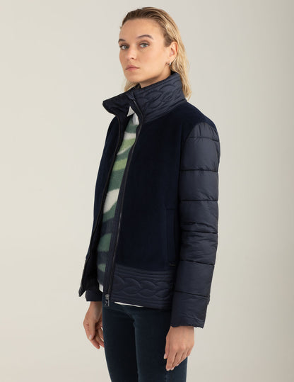 Wool-blend puffer jacket with iridescent details
