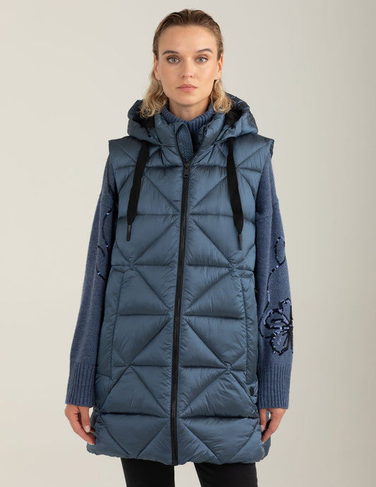 Two-tone hooded padded vest woman blue fw25w09ks cc-a0601