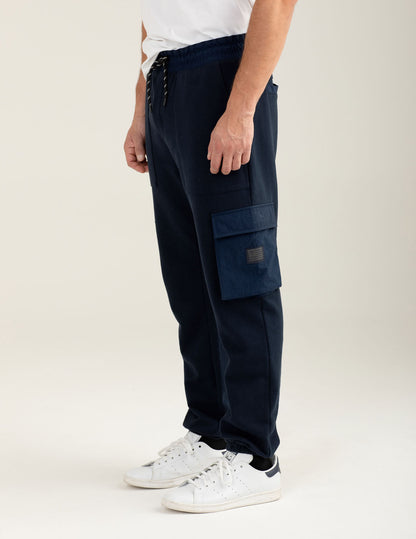 Pantalone tasconato in felpa con dettagli nylon