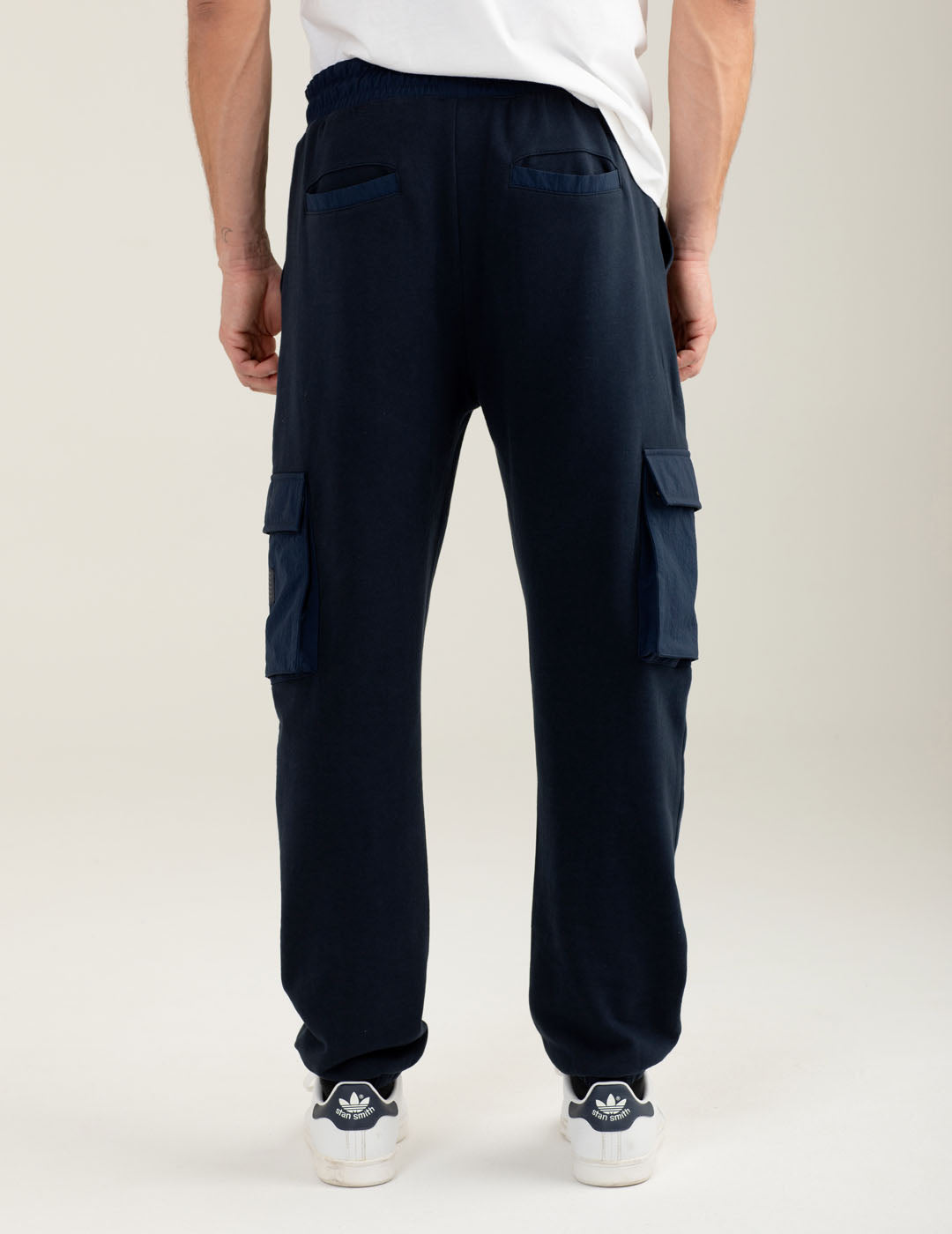 Pantalone tasconato in felpa con dettagli nylon uomo blue fm25w05pf cc-a0601 Pantalone tasconato in felpa con dettagli nylon
