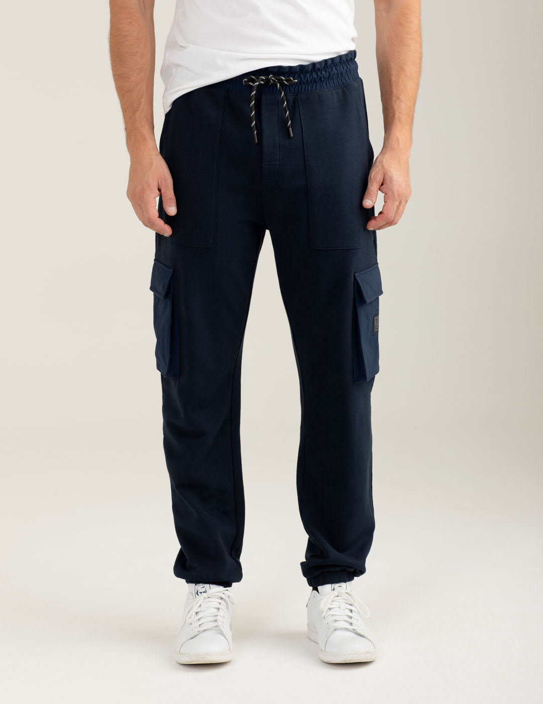 Pantalone tasconato in felpa con dettagli nylon uomo blue fm25w05pf cc-a0601 Pantalone tasconato in felpa con dettagli nylon