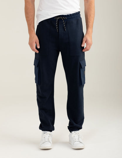 Pantalone tasconato in felpa con dettagli nylon