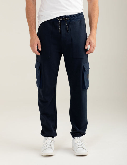 Pantalone tasconato in felpa con dettagli nylon uomo blue fm25w05pf cc-a0601