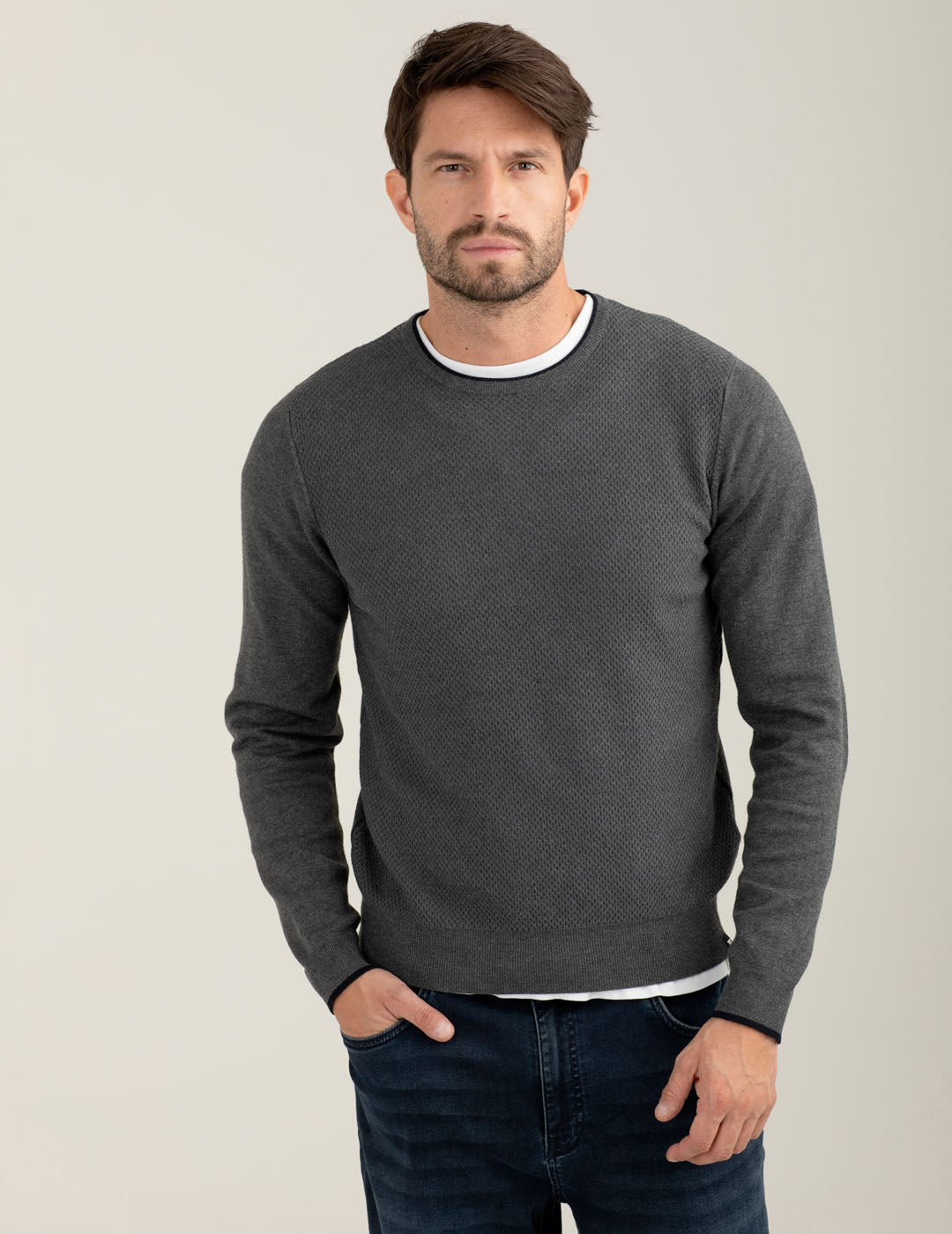 Maglia girocollo uomo antracite melange fm25w17mg cc-a0953 Maglia girocollo