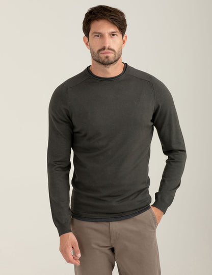 Maglia girocollo raglan con dettagli a contrasto