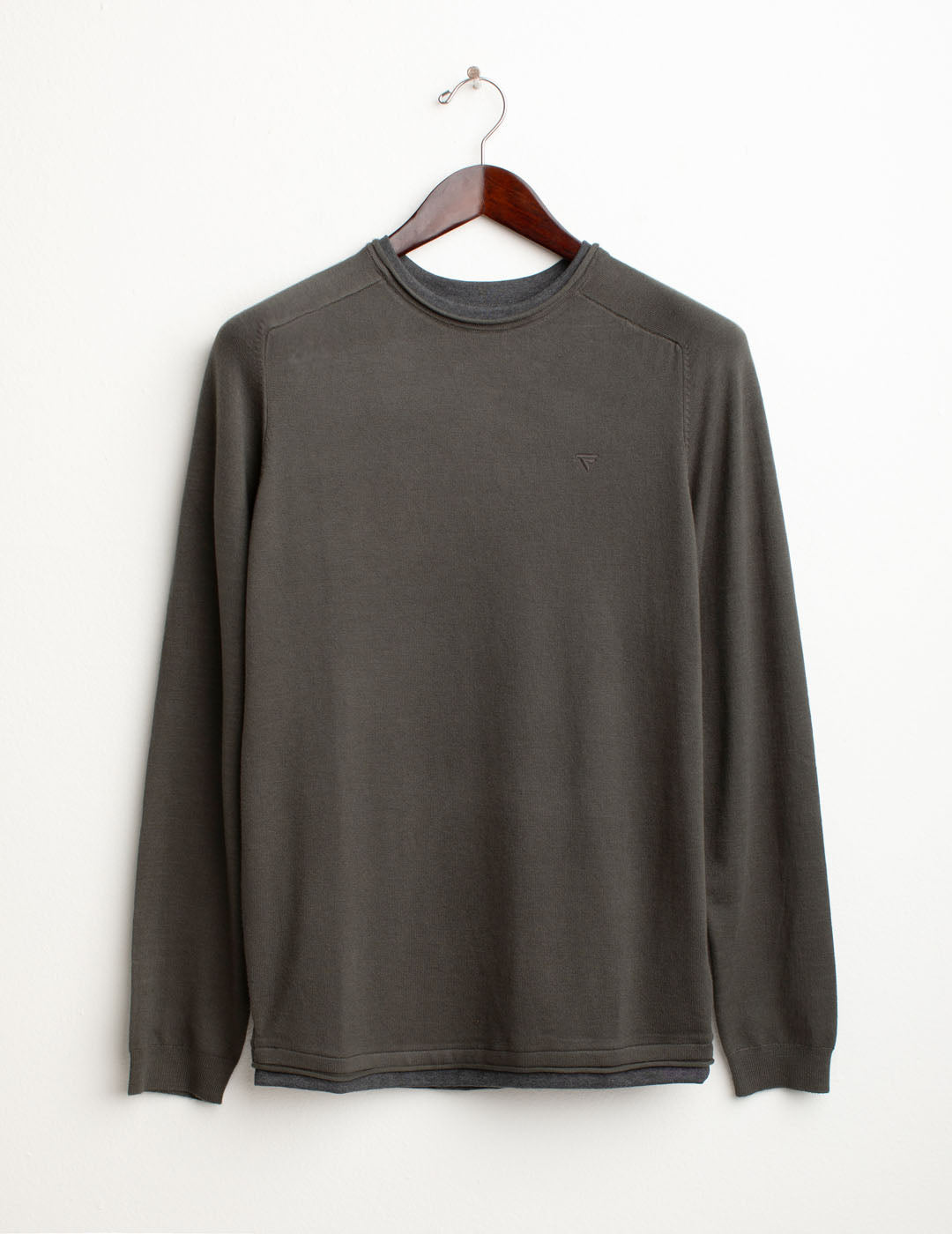 Maglia girocollo raglan con dettagli a contrasto uomo army fm25w20mg cc-a0804 Maglia girocollo raglan con dettagli a contrasto
