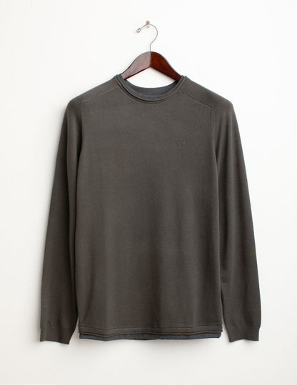 Maglia girocollo raglan con dettagli a contrasto