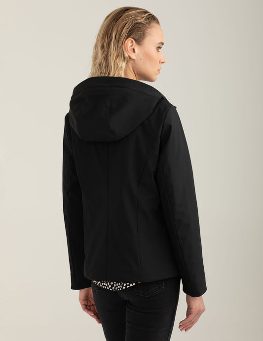 Soft shell jacket with faux fur lining - back - 002